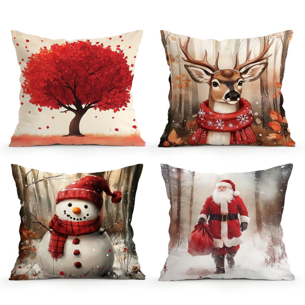 Christmas Theme Pillowcase Square Bedroom Sofa Cushion Cover 100% Polyester Living Room Soft Cushion Pillowcase Home Decor