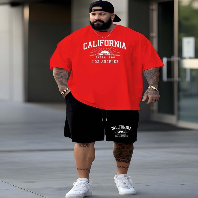California 1886 Los Angeles 2025 men's latest trend large size short-sleeved suit summer fashion print European