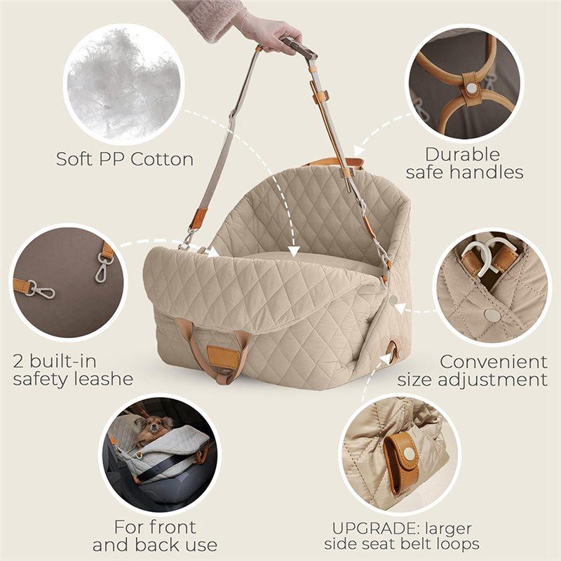 M-Modern-Dog Car Seat-For Small Dogs-Multifunctional Travel Carrier& Booster, Washable Design Fits Front& Back Seats, Includes B