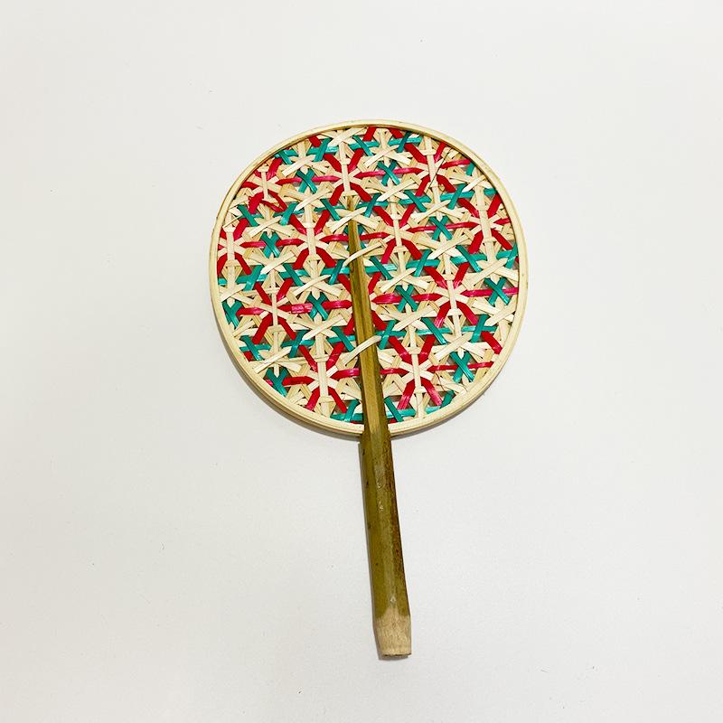 1pc Colorful Handmade Fan Ethnic Style Bamboo Woven Fan Summer Anti-mosquito Cooler Braided Hand Fan Crafts Home Decoration