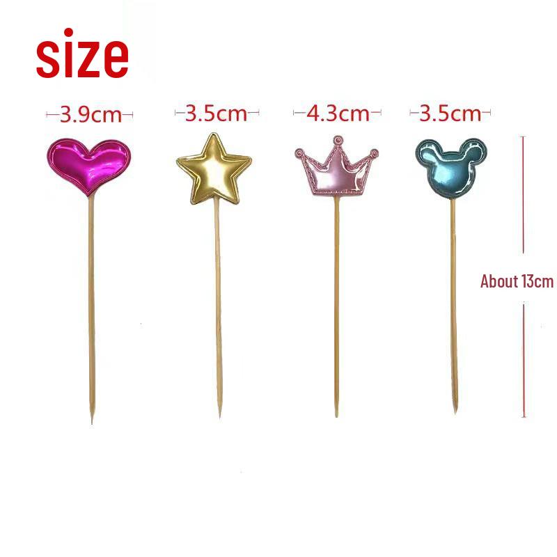 Large Glittery Leather Birthday Cake Topper Set: Heart, Star, Five-Pointed Star, and Crown