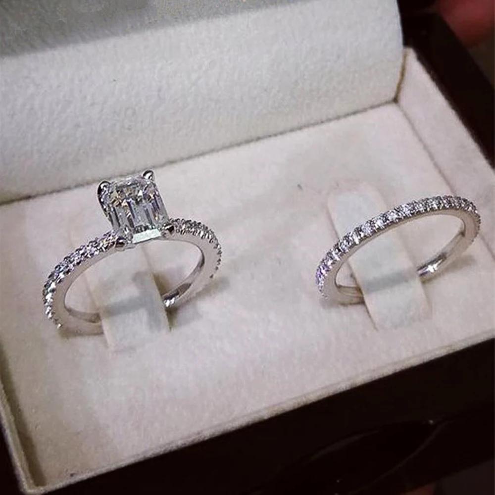 Huitan Simple Elegant Round/Square CZ Rings for Women CopperColor Engagement Wedding Party Fashion Female Ring Jewelry