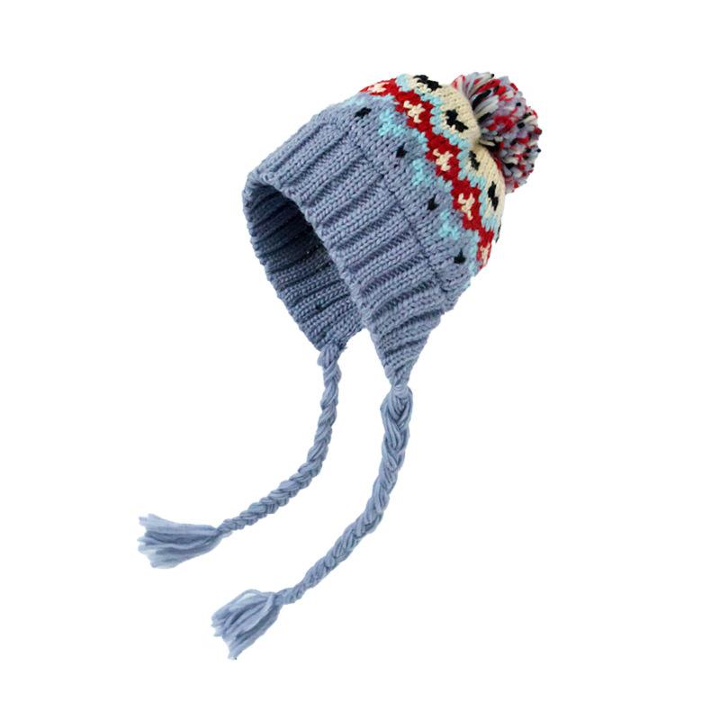 Korean Version of Children's Hats Autumn and Winter Girls Wool Hats Knitted Colored Hairballs Baby Ear Hats Boys Warm Winter