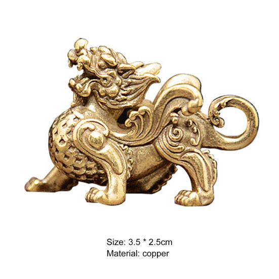 Keychain Pendant Creative Retro Copper Fengshui Statue Animal Key Charm for Home