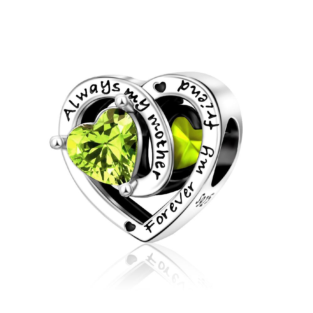 S925 Silver DIY Heart Shaped Bead Jewelry Accessories Fashion Birthday Gift For Girls Love Gemstone Beading Craft Supplies