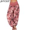 BITCED 15 Color Women Casual Elastic Waist Plus Size Print Long Trousers Straight Loose Long Pants Haren