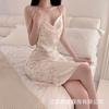 New Sexy Silk Pajamas Women's Suspenders Ice Silk Small Chest Swing Neck Printed Pajamas Spring and Autumn Sweet Loungewear Set