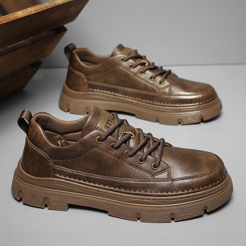 

2025 spring trend tooling shoes retro casual men s small leather shoes British low-top little Martin boots 39