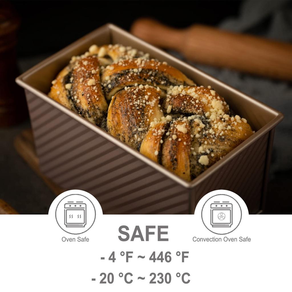 CHEFMADE Kastenform, Hitzleitfähige Kastenform mit Deckel, Wellenförmige Brotbackform, Antihaftbeschichtete Brotbackform