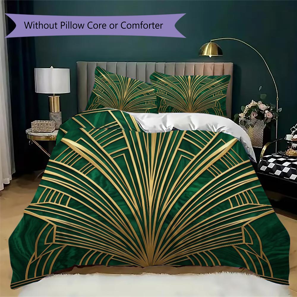 Biancheria da letto con motivo a linee Art Déco Set piumone Copripiumone Federa Decorazione per la casa Regalo di compleanno (1 * copripiumino + 2 * federe senza imbottitura)
