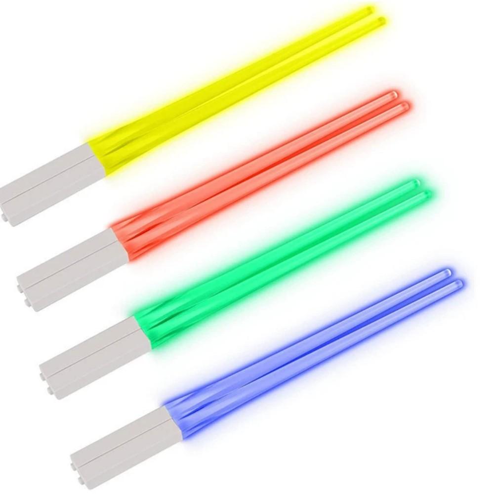 1 Pair LED Lightsaber Chopsticks Luminous Reusable Kitchen Light Up LED Chopstick Glowing BPA Free Food Safe Chopsticks