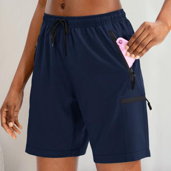 Women Spring Summer Sports Shorts Quick-drying Breathable Yoga Gym Workout Short Pants Elastic Waist Drawstring Athletic Running Fitness Shorts