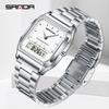 SANDA 747 Luxury Mens G Style Watches Stainless Steel Women LED Digital Dual Display Clock Unisex Waterproof Sports Quartz Watch
