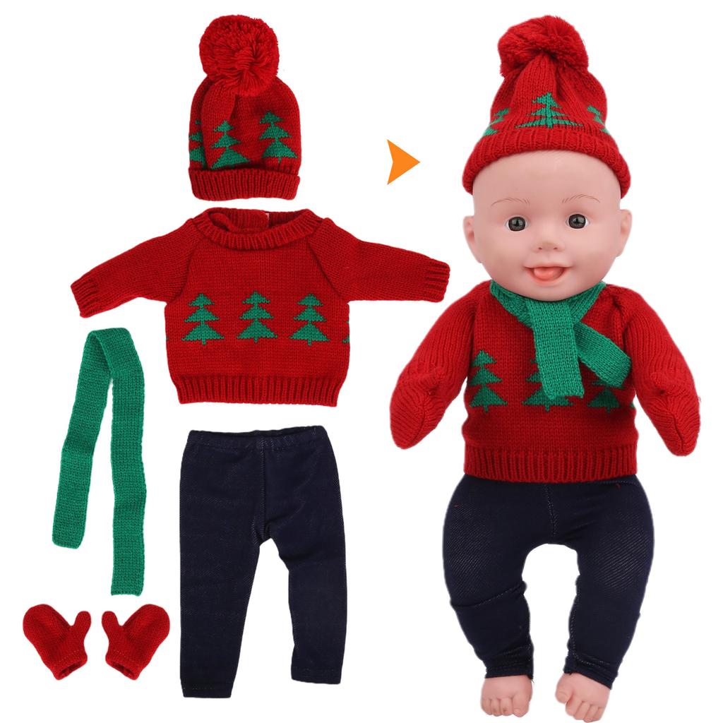 Dukkeklær til babyjente, julegenser, bukser, hatter, dukketilbehør til 18-tommers dukkeQ18-783
