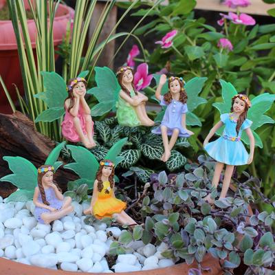 6 Stück Nachtlicht Flügel Blumenfee, Garten Mikro Landschaft Märchenwelt Szene Dekoration, Blumentopf Bonsai Blumenfee Plu
