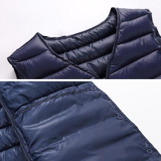 Pánská zimní vesta kabátek s výstřihem do V, vycpaný tlustý jednořadý cardigan bez rukávů ležérní velká pánská teplá větruodolná vesta