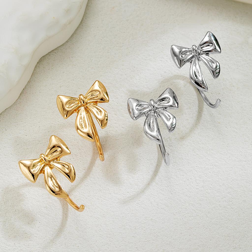 1 pair of elegant and fashionable alloy bow ear hooks, simple and versatile women's earrings