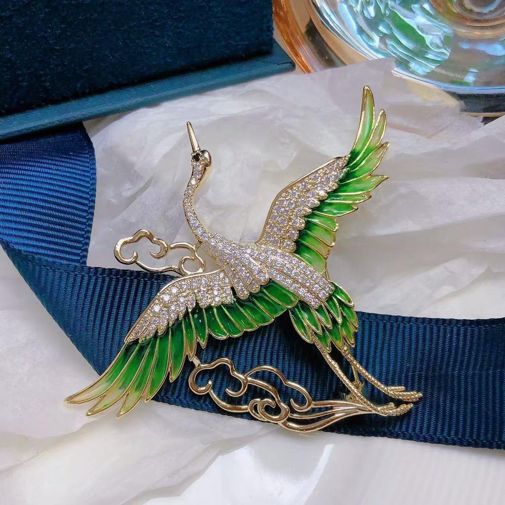 Vynikající brož jeřába pro štěstí Retro móda Elegantní špendlík Personalizované šperky Doplňky Party dárky