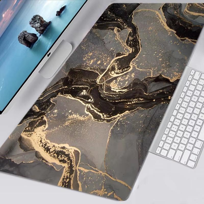Ocean Blue Marble Pattern Desk Mat Waterproof Nonslip Extended Mouse Pad