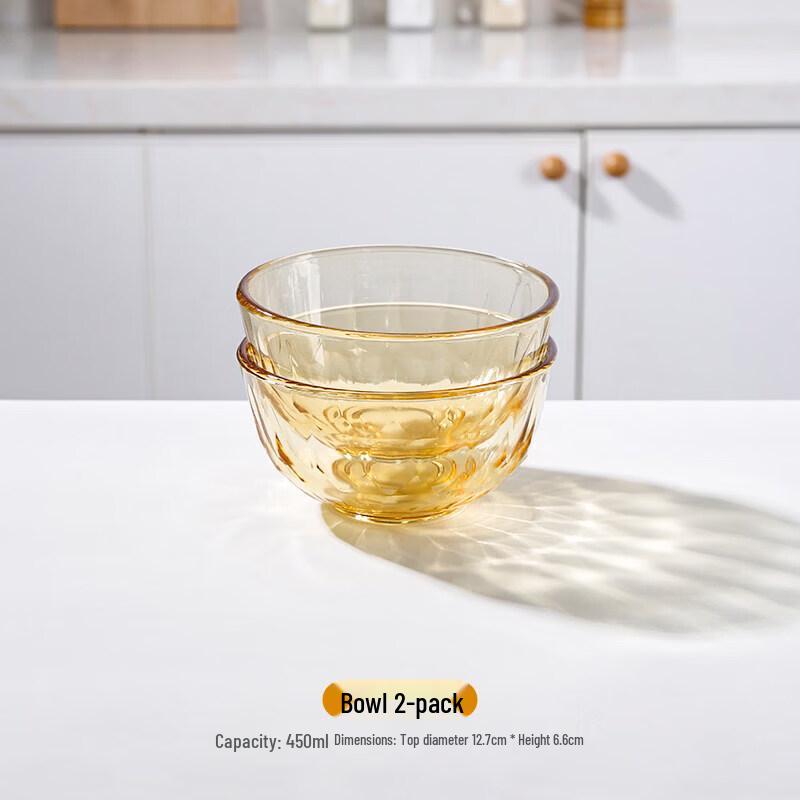 Short Cloud Amber Glass Bowls & Plates Set