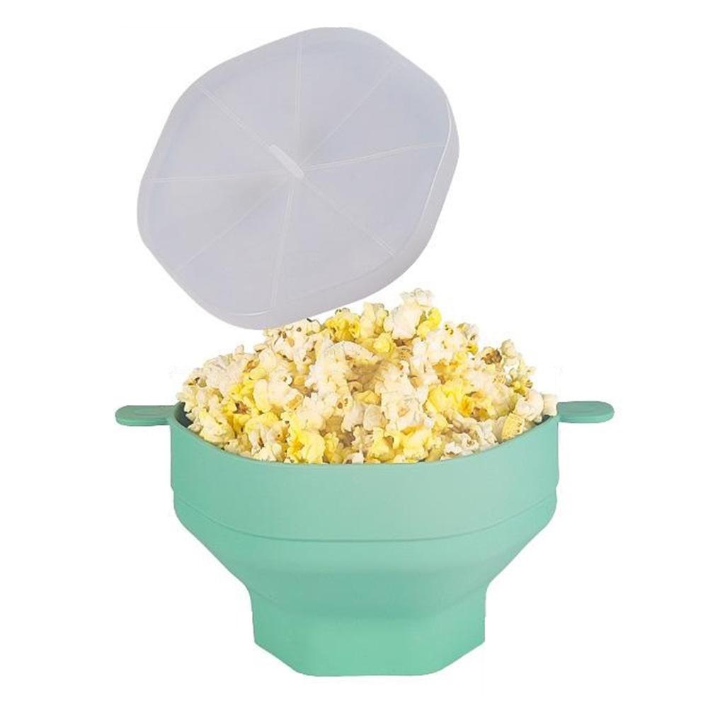 Silicone Popcorn Bowl Microwave Safe Reusable Collapsible Container with Lid  (BPA Free, FDA Certified) A