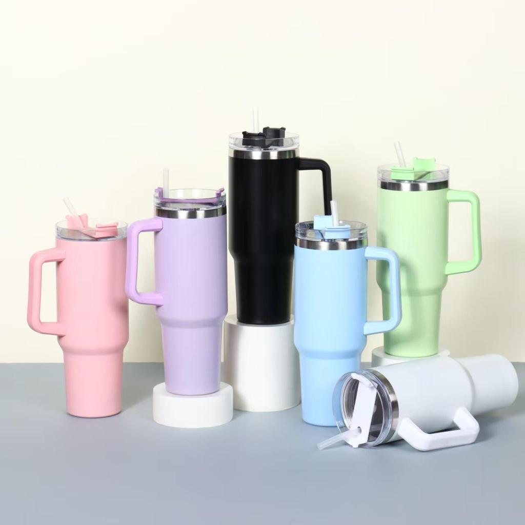 Third Gen 40oz Handle Thermos Cup, 304 Stainless Steel, Large Capacity for Vehicles, Ice Cooler Cup.