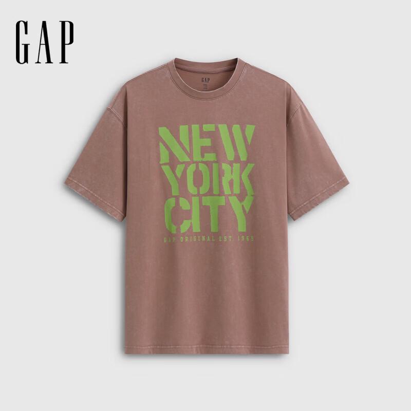 GAP Unisex Washed Print Short Sleeve T-Shirt L