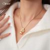 18k Real Gold Wind Zircon Flower Pearl Necklace Accessories Women's Sweater Chain Necklace