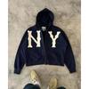 European and American Trendy Brand Fashion Jacket Letter Embroidered Oversized Hoodie Men Y2k Harajuku Retro Zipper Sweatshirt