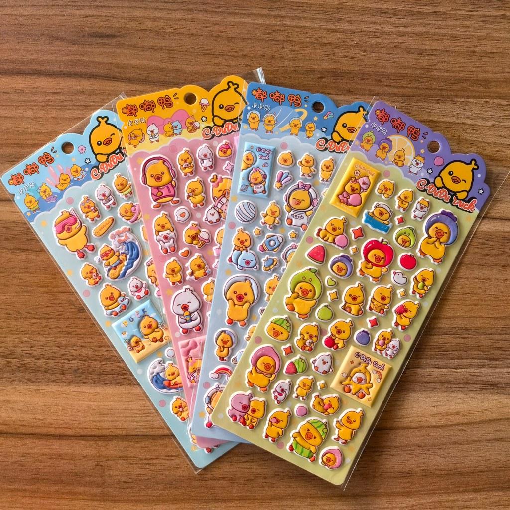 4 Sheets Cute Dudu Duck 3D Stickers - Cartoon Bubble Stickers for Kids' Crafts, Notebooks & Decor BulingBulingStickers Store