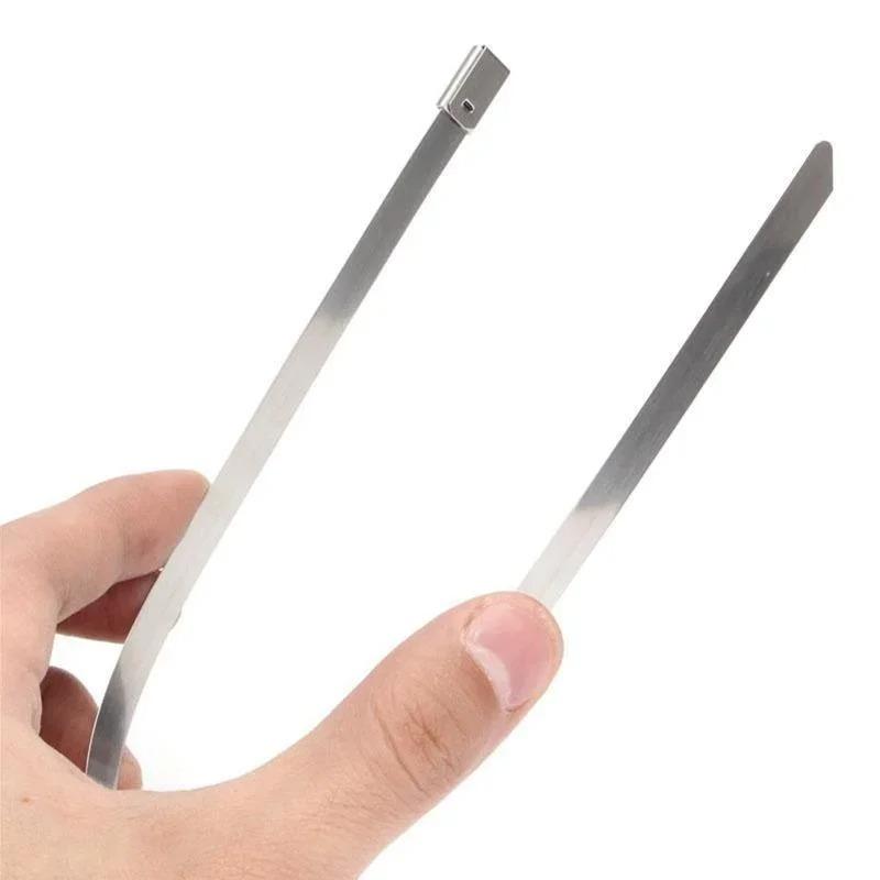 20/100Pcs Stainless Steel Cable Tie Reusable Self-sealing Fastening Rings Cable Tie Multi-Purpose Metal Hardware Cable Organizer