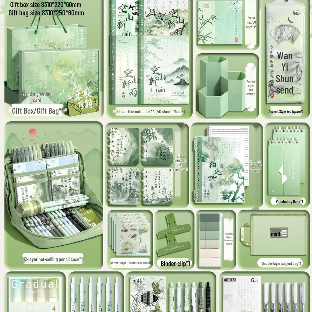 Chinese Style Stationery Gift Set for Students: Graduation Reward for Boys, Ideal for Primary To High School First Year Learning