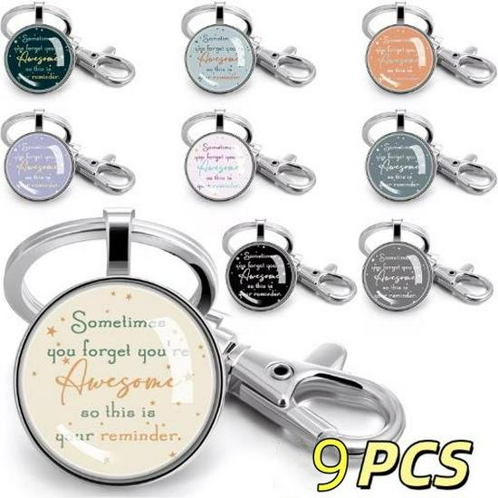Retro Time Gem Pendant Keychain: Motivational European & American Set