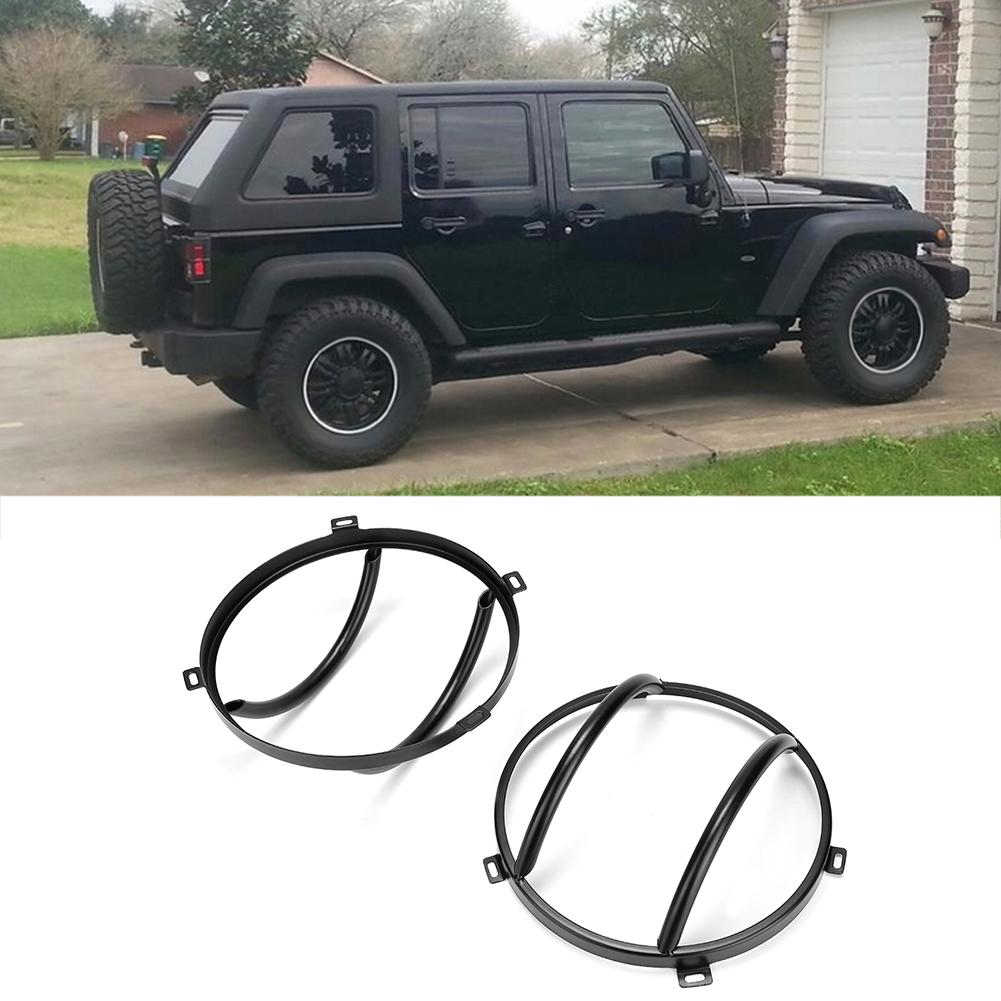 2 Stück Eisen Metall Rücklicht Rückleuchtenabdeckung Schutz passend für Jeep Wrangler JK 20072017Schwarz