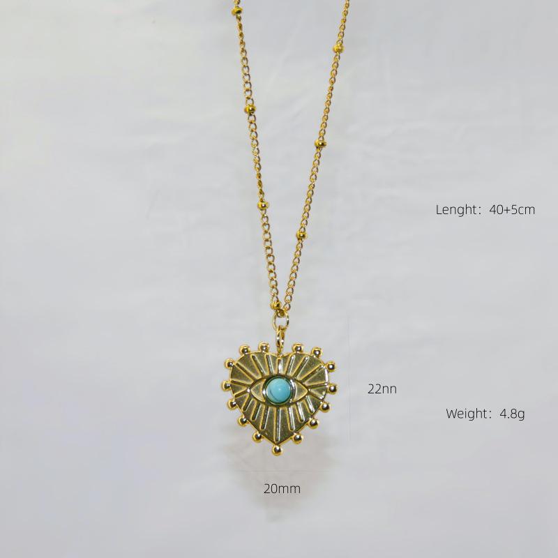 Elegant Titanium Steel Necklace with Non-Fading Natural Stone and Unique Design