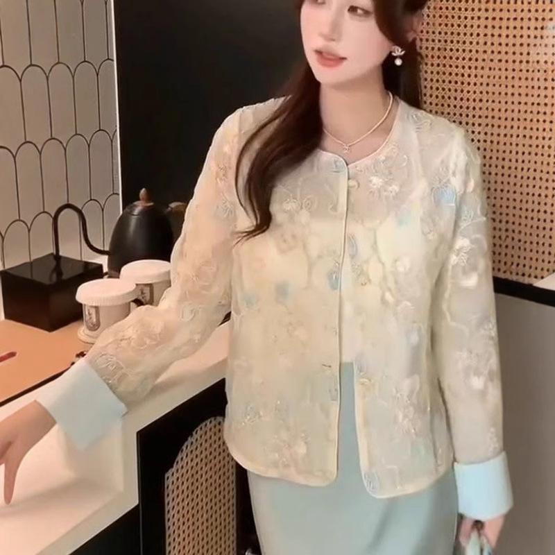 

Women s Chinese Embroidery Long Sleeve Sun Protection Cardigan – Spring/Summer Slimming Jacket Medium рожевий