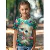 Children's Clothing Girl T-Shirt Short Sleeve 3D Cartoon Print Kids Summer Clothes Casual Round Neck Girl Clothes Tops