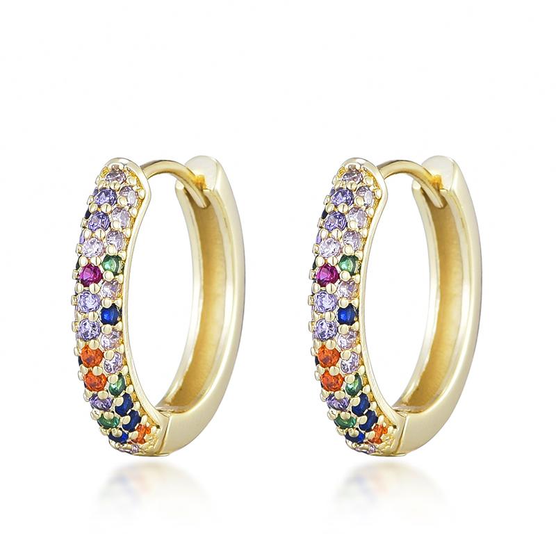Classic Round Hoop Earrings For Women AAAA Zirconia Gold Color Elegant Wedding Huggie Ear Buckle Fashion Daily Jewelry Earrings
