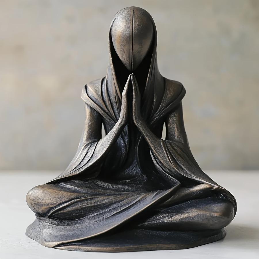 Alien Statue Meditation Yoga Alien Figure Resin Sculpture for Desktop Decor Home Indoor Outdoor Patio Lawn Yard Collectable Gift