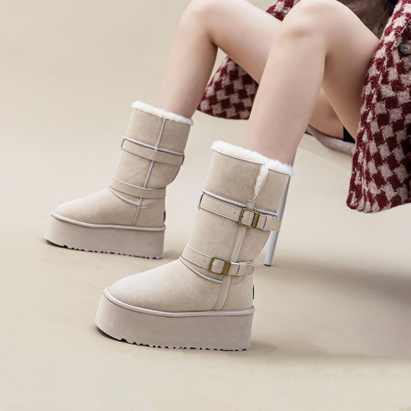 Winter New Cm Thick-soled Heightening Versatile Casual Waterproof Snow Boots Plush Warm Fluffy Shoes Women