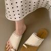French Fairy Ballet Style Set Toe Flat-bottomed Slippers 2025 Summer New Soft-bottomed Beach One-word Lace Sandals