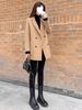 Plus Size Women's Black Wool Slimming Trench Coat - Double-Sided Woolen Jacket for Spring/Autumn 2025.