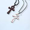 New Men's Fashion Metal Accessories Baseball Pattern Anka Cross Pendant Black Necklace