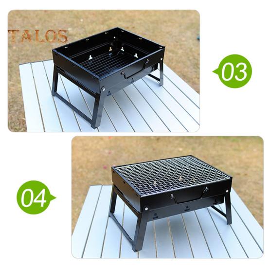 Portable BBQ Grill Stainless Steel Easy To Use Removable Grid Foldable Charcoal Grill for Outdoor Picnic Garden Camping