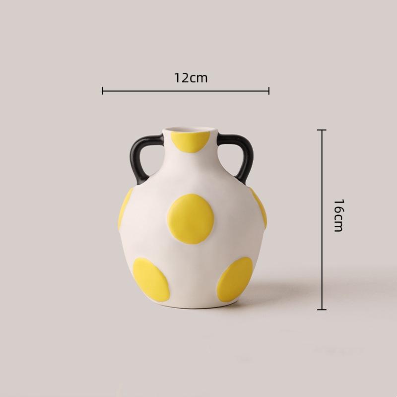 Ceramic Vase Kettle Flower Vase Flowerpot Geometric Graffiti Flower Arrangement Accessories Home Decoration Accessories