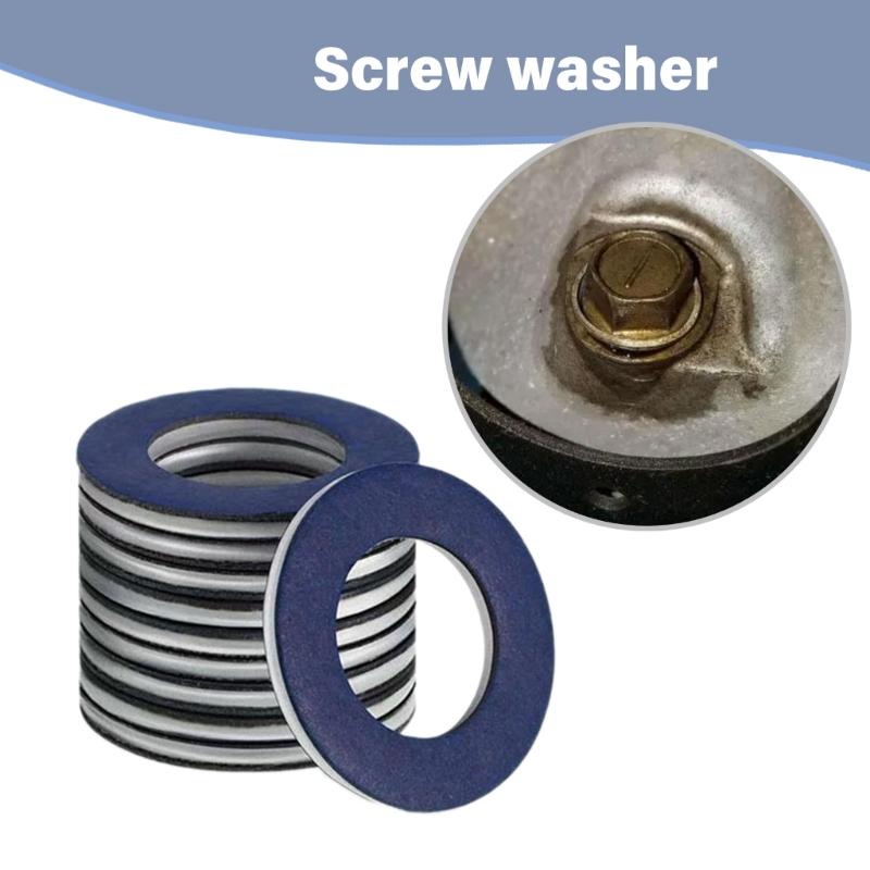 Set of 10 Engine Oil Drain Plug Seal Washer Easy Installation Oil Pans Gasket Heat Resistant Washers Car Accessories