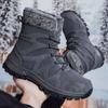 Couple Lace-up Snow Boots Fur-lined Half Boots Plush Cotton Shoes Anti-slip Winter Warm Outdoor Sneakers Wear-resistant