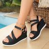 New Style Wide-fit Platform Sandals with One-piece Buckle Strap, Chunky Heel, Women's Shoes
