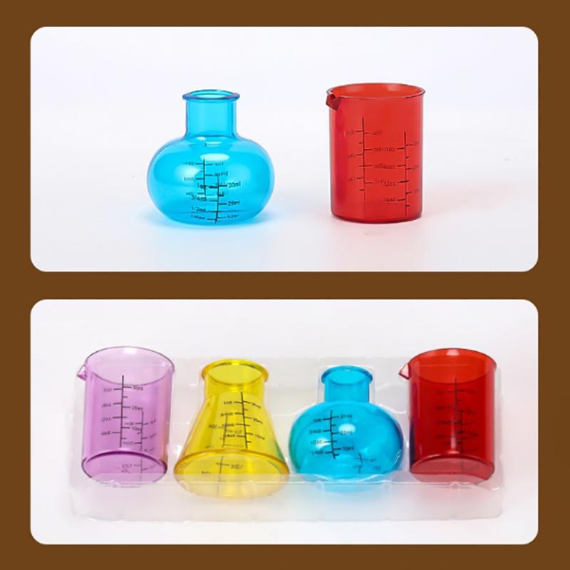 1 Sæt Pædagogiske Mini Målebægre Plastik Undervisningshjælp Videnskabeligt Eksperiment Sensorisk DIY 4 Farvede Målebægre