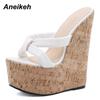 Aneikeh Sandali Zeppa Donna Ciabatte Punta Aperta Piattaforma Estive Tacco Super Alto Scarpe da Festa Donna Taglia 35-42